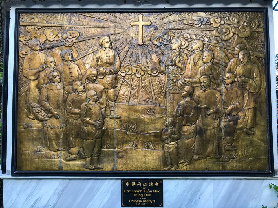 <span class="caption">Memorial plaque for the 120 Martyr Saints of China at St. Francis Xavier Church in Ho Chi Minh City, Vietnam.</span> <span class="attribution"><a class="link " href="https://upload.wikimedia.org/wikipedia/commons/6/60/Martyr_Saints_of_China.jpg" rel="nofollow noopener" target="_blank" data-ylk="slk:Fayhoo/Wikimedia;elm:context_link;itc:0;sec:content-canvas">Fayhoo/Wikimedia</a>, <a class="link " href="http://creativecommons.org/licenses/by-sa/4.0/" rel="nofollow noopener" target="_blank" data-ylk="slk:CC BY-SA;elm:context_link;itc:0;sec:content-canvas">CC BY-SA</a></span>