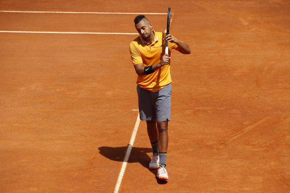 Nick Kyrgios was disqualified from the Italian Open after an on-court temper tantrum. (Getty Images)