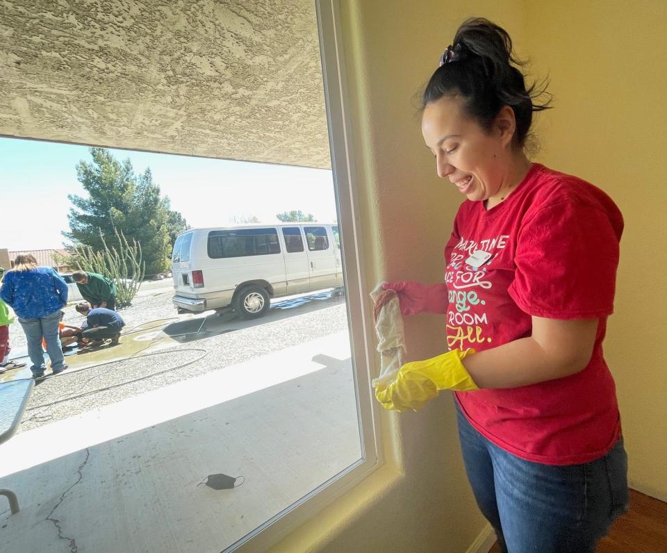 Target volunteer Jessica Jimenez spent Saturday cleaning the “Rincon Home,” an independent living dwelling in Apple Valley that will soon welcome a group of senior women. The home is provided by the nonprofit Ruth and Naomi Project.