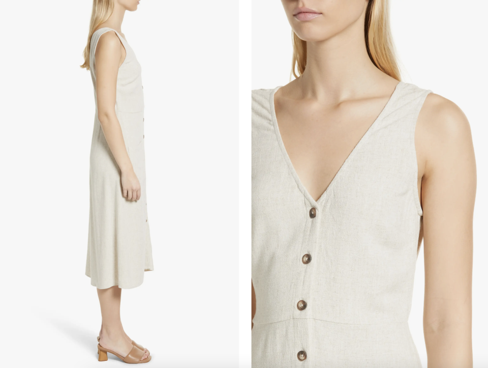 Nordstrom Caslon Button-Up Tank Midi Dress in Ivory Burch (Photos via Nordstrom)