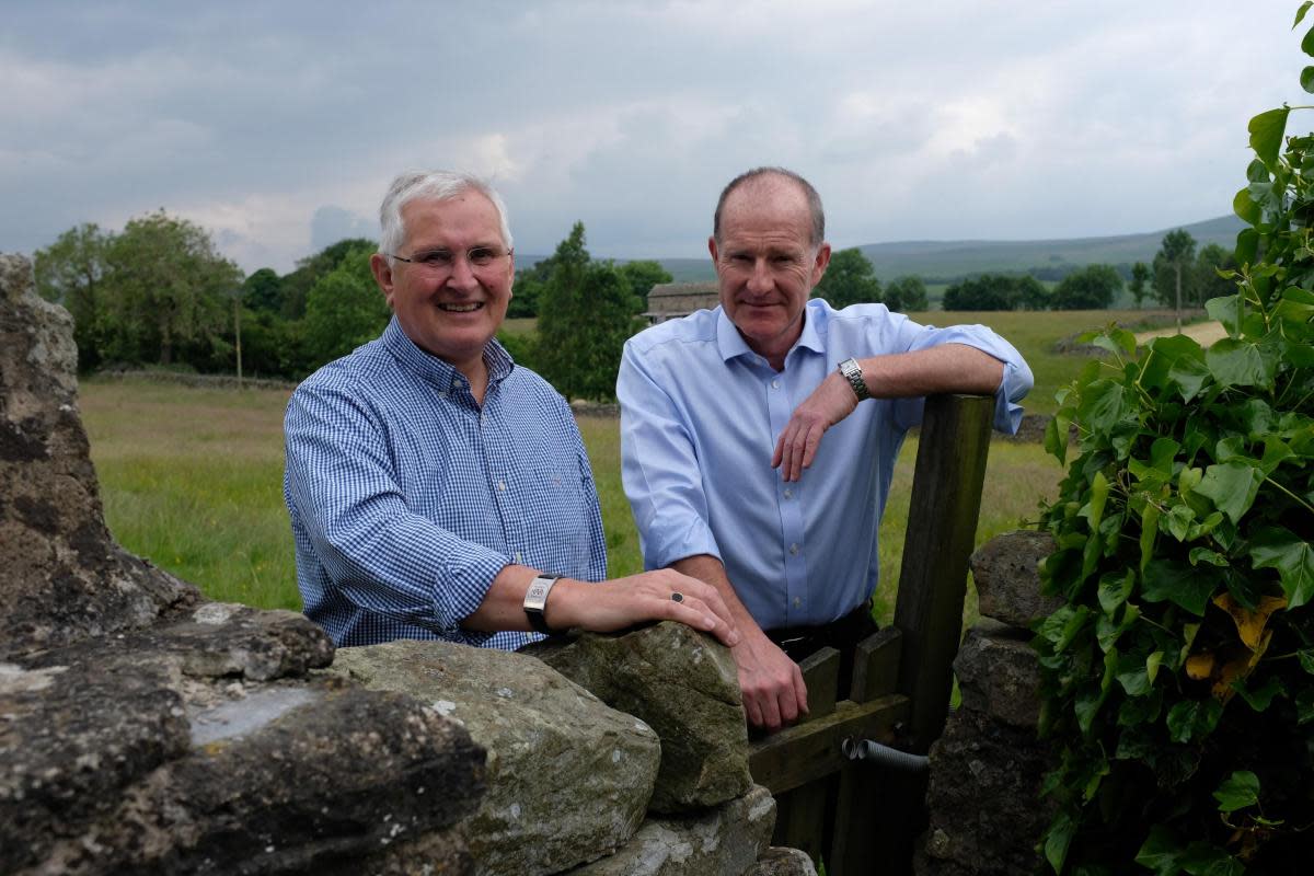 Chair Derek Twine and Chief Executive David Butterworth in Bainbridge <i>(Image: YDNPA)</i>