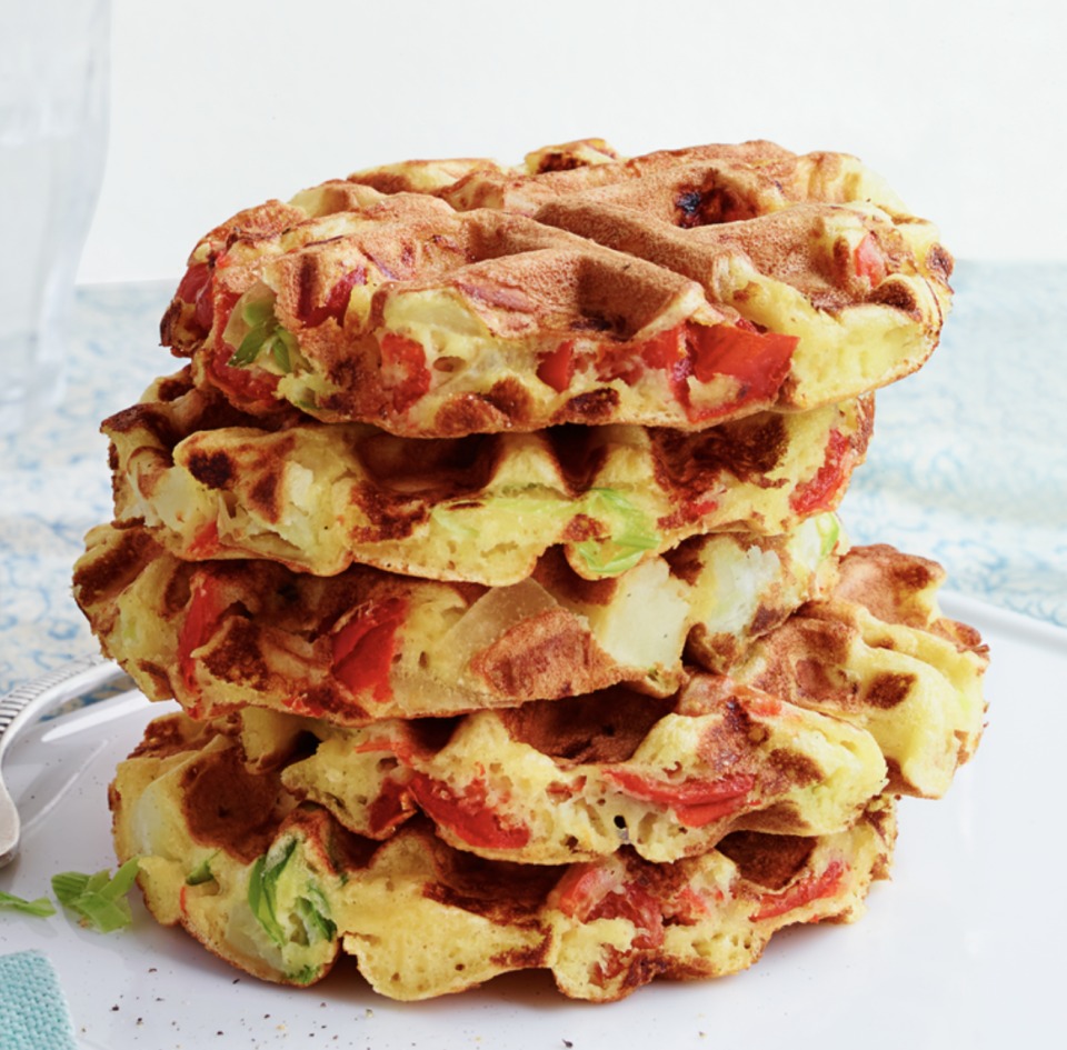 4) Veggie-Loaded Chickpea Waffles