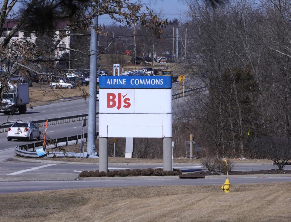 The sign for Alpine Commons shopping center in Wappingers Falls on Feb. 21, 2022.