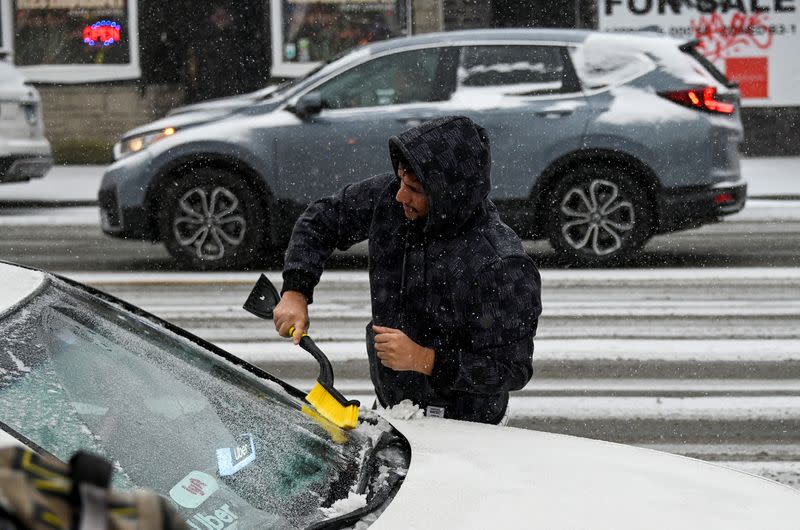 A weather phenomenon known as a bomb cyclone hits the Upper Midwest