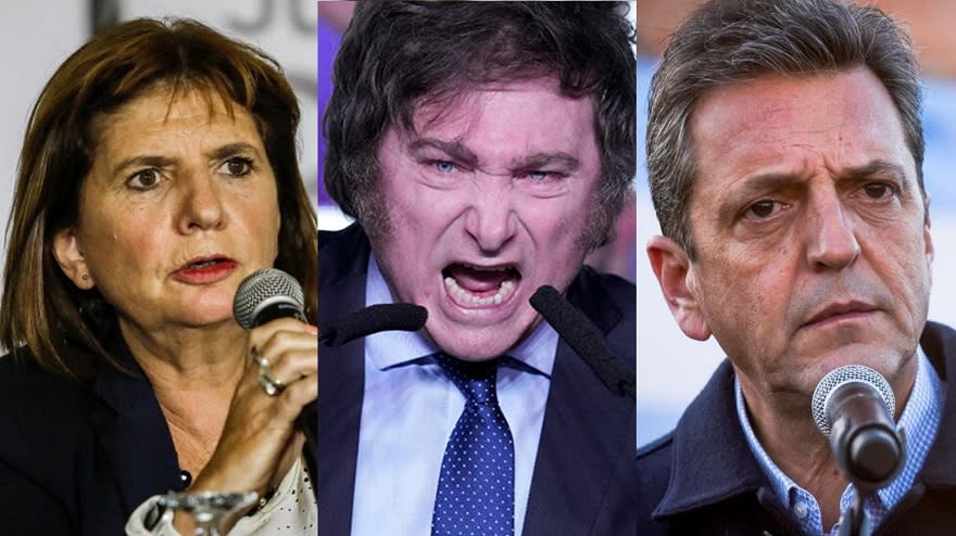 Patricia Bullrich, Javier Milei y Sergio Massa son los candidatos con mayores posibilidades de imponerse