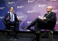 U.S. Treasury Secretary Steven Mnuchin speaks at Chatham House in London