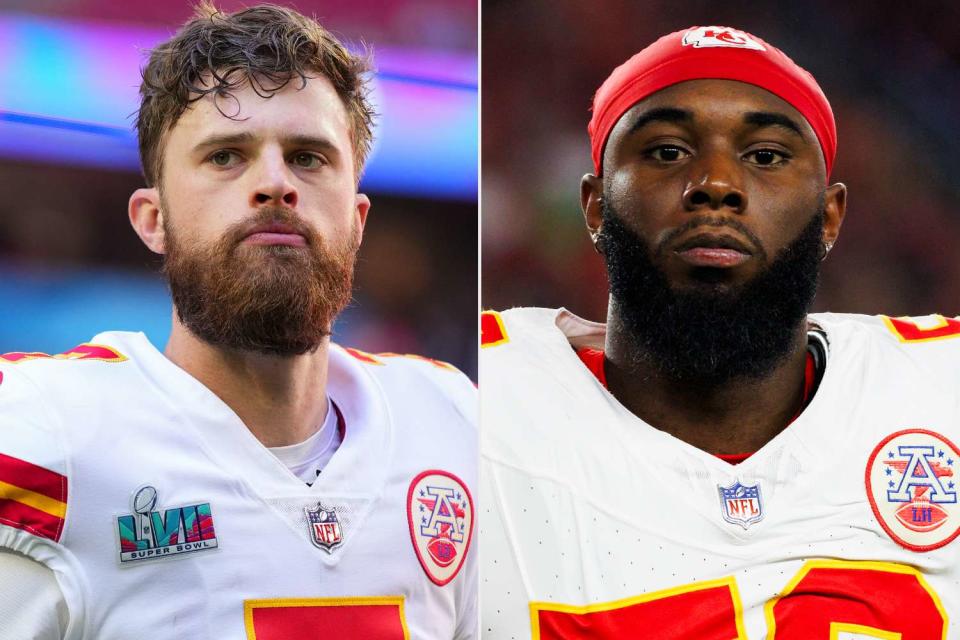 <p>Getty(2)</p> From Left: Harrison Butker; and  BJ Thompson of the Kansas City Chiefs 