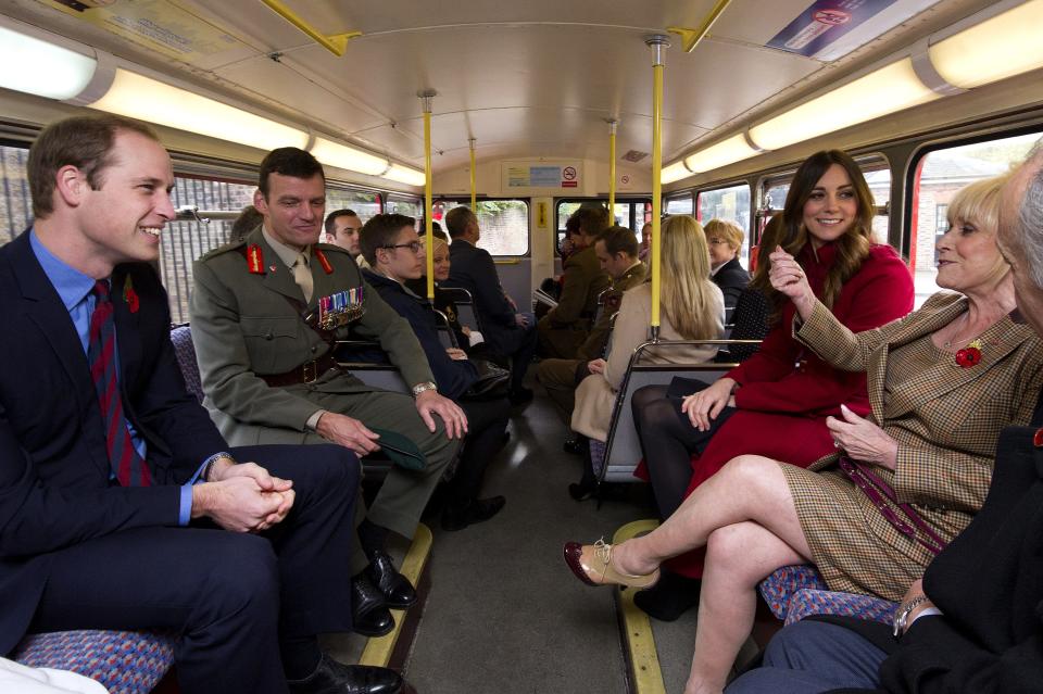 Prince William and Kate Middleton ride a bus in 2013