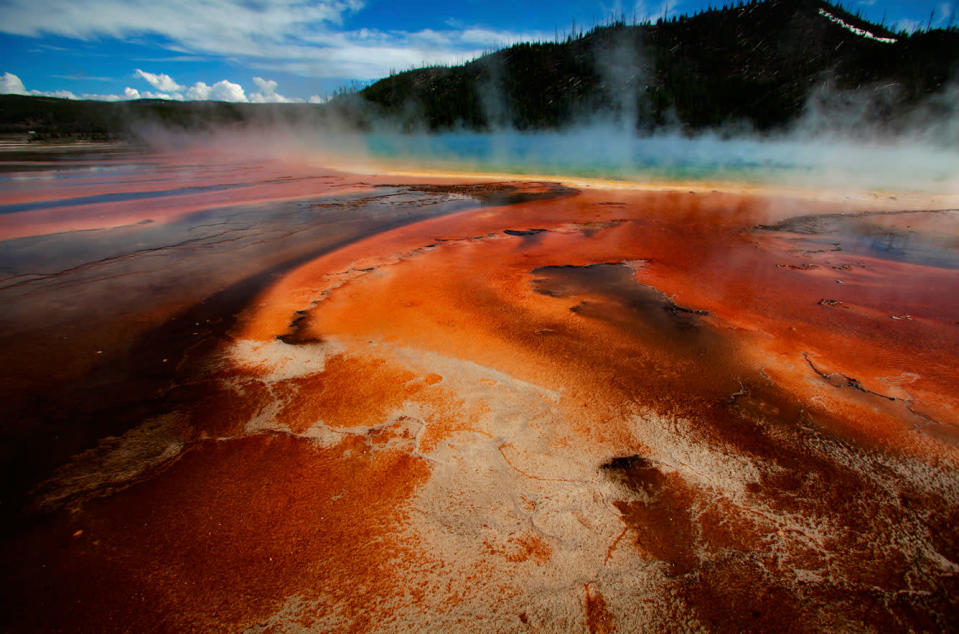 The Grand Prismatic Spring, the largest in the United States and third largest in the world, and it's colored bacteria and microbial mats in Yellowstone National Park, Wyoming, June 22, 2011. REUTERS/Jim Urquhart