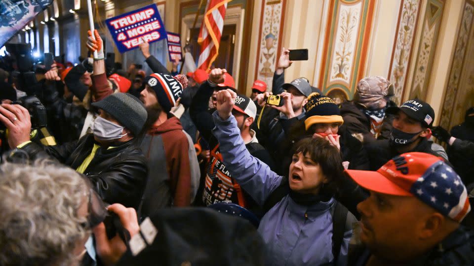 Supporters of President Donald Trump protest inside the US Capitol on January 6, 2021, in Washington, DC. - Roberto Schmidt/AFP/Getty Images/File