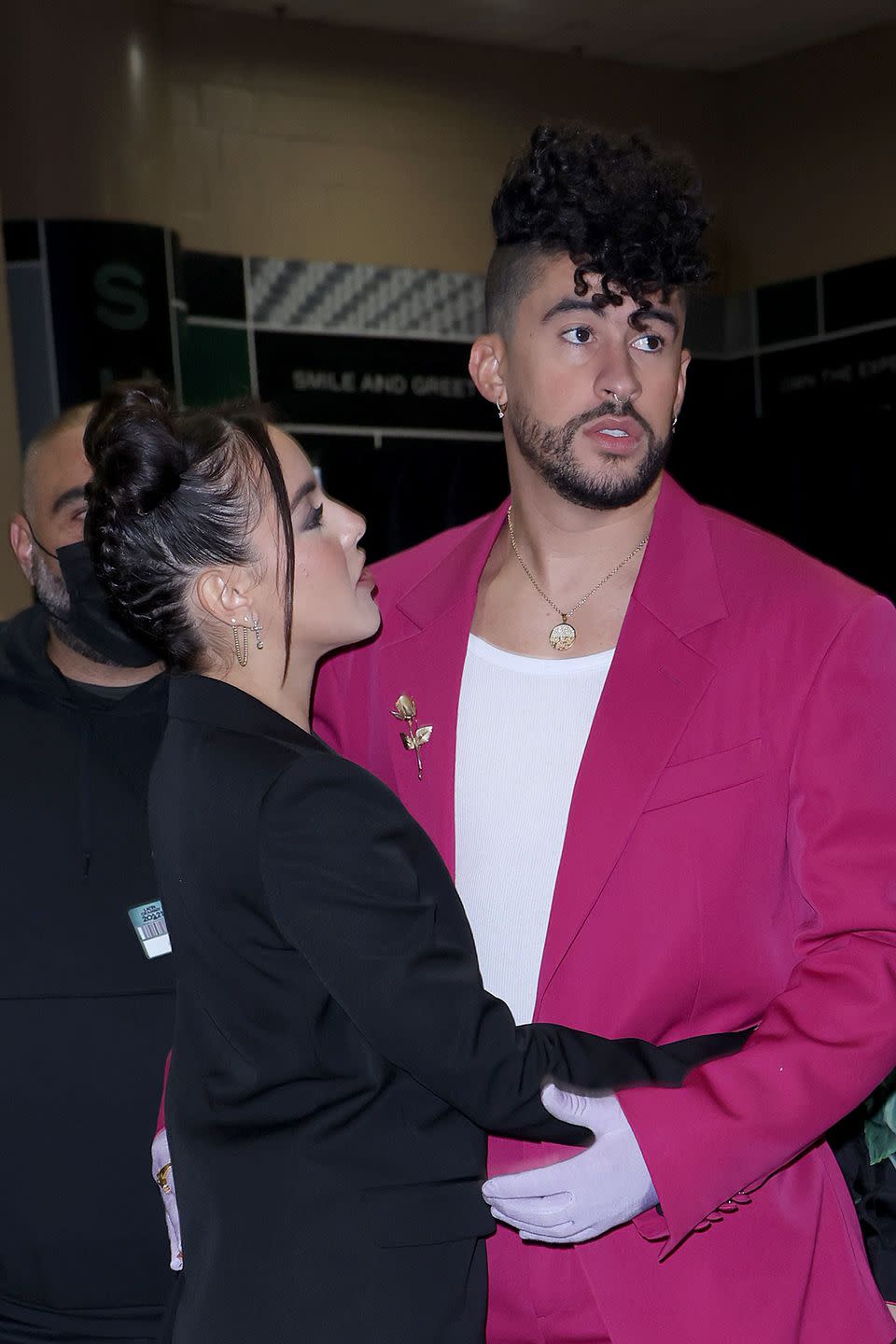 bad bunny and gabriela berlingeri at the 2021 latin grammy awards