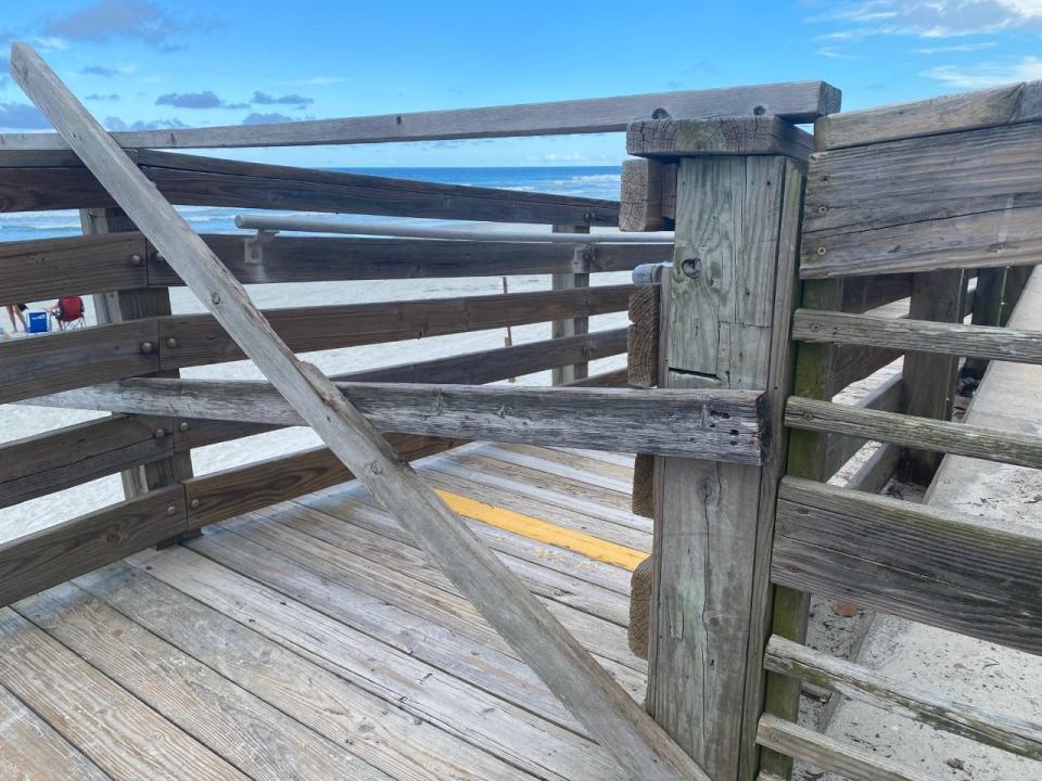 The 27th Avenue Beachfront Park handicap ramp in New Smyrna Beach has been closed since October after a storm. Locals Suzanne and Kevin Cruser frequently use the stairs and ramp to carry their beach items. “It would be nice to have the ramp access,” Suzanne Cruser said. “I am sure there are some other people who maybe have health issues, and who can’t do stairs very well, who would like to see that ramp back open as well."