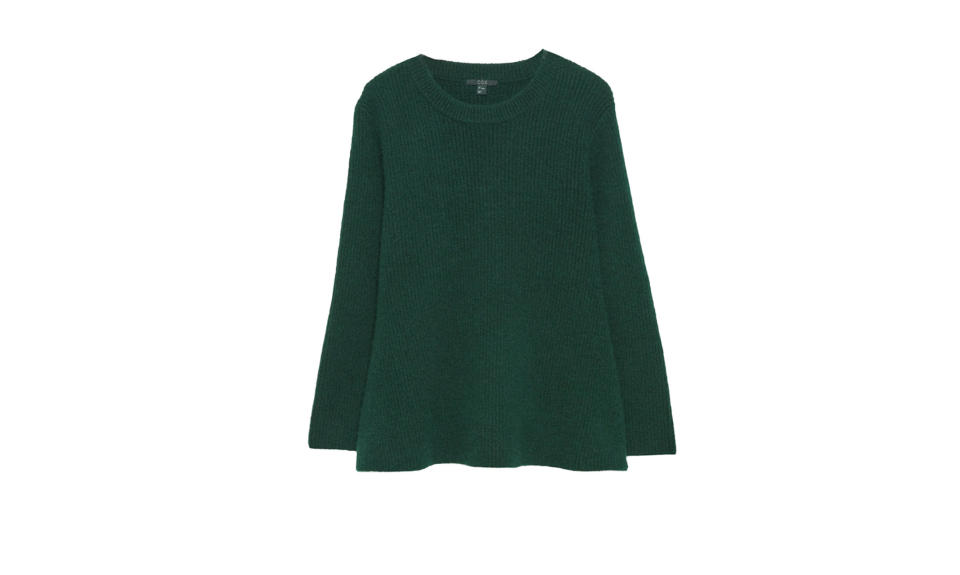 <p>Waisted Peplum Jumper, $99, <a rel="nofollow noopener" href="https://www.cosstores.com/en_usd/women/knitwear/product.waisted-peplum-jumper-forest-green.0567119002.html" target="_blank" data-ylk="slk:cosstores.com;elm:context_link;itc:0;sec:content-canvas" class="link ">cosstores.com</a> </p>