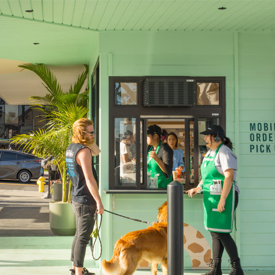 A pick up window for Starbucks. (Lara Swimmer / Courtesy of Starbucks)