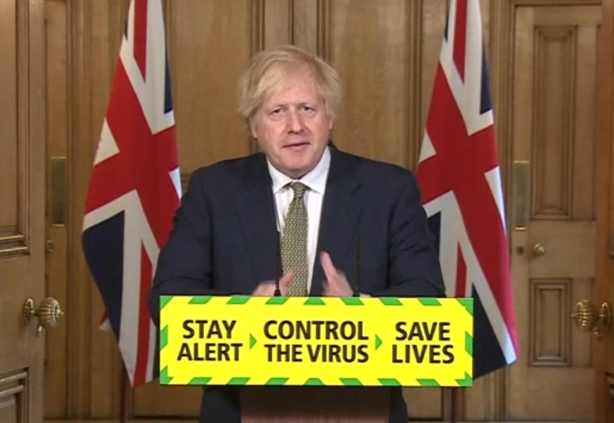 Screen grab of Prime Minister Boris Johnson during a media briefing in Downing Street, London, on coronavirus (COVID-19).