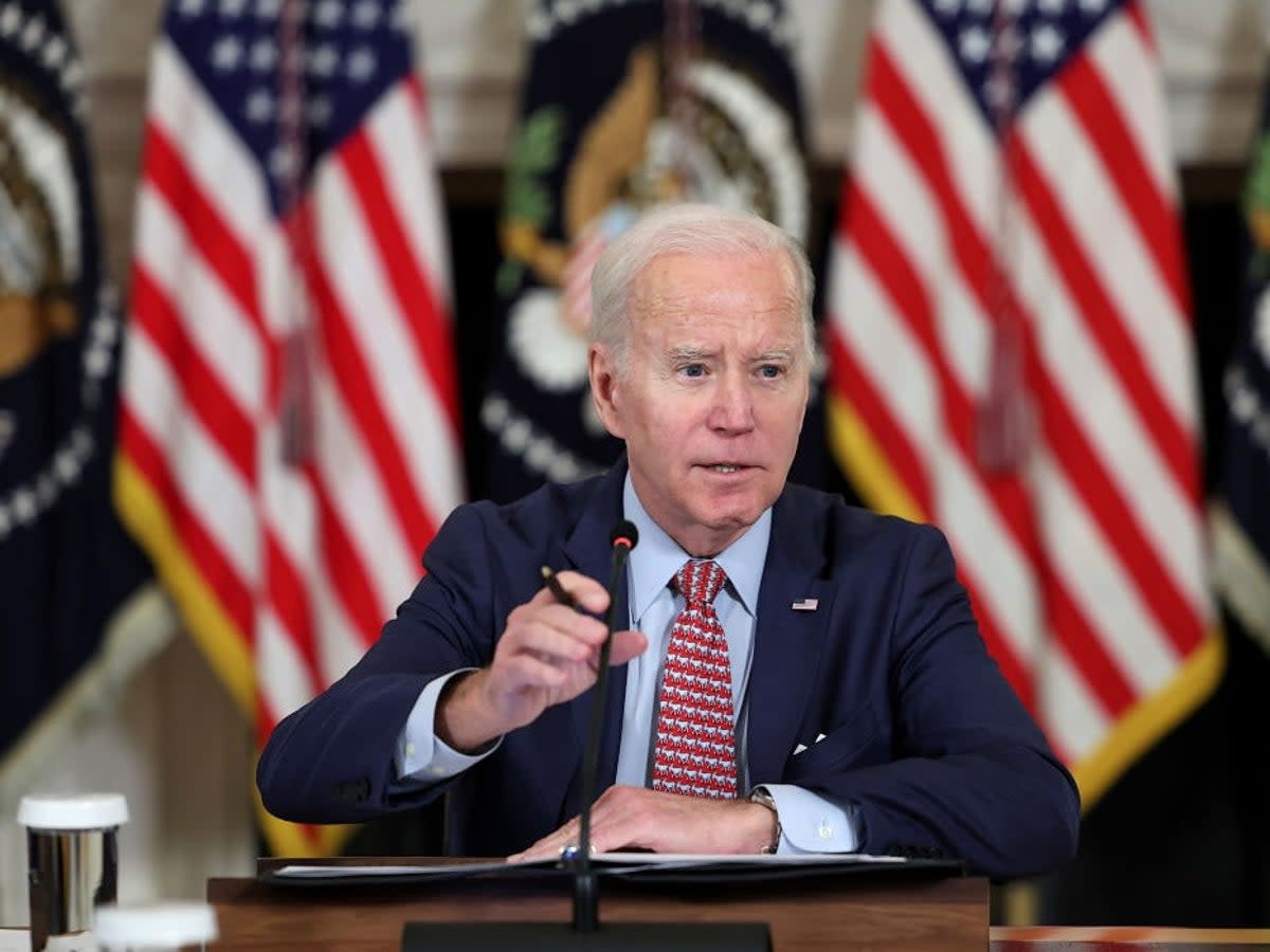 US President Joe Biden holds a meeting with his science and technology advisors at the White House on 4 April, 2023 in Washington, DC (Getty Images)