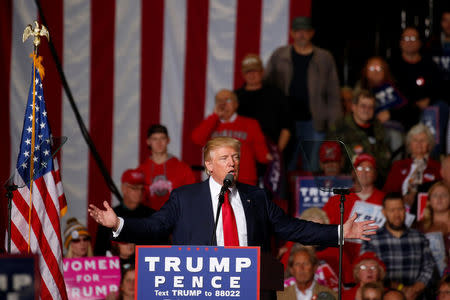 Republican presidential nominee Donald Trump appears at a campaign event in Toledo, Ohio, U.S., October 27, 2016. REUTERS/Carlo Allegri