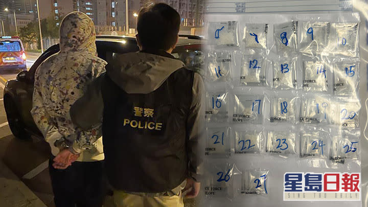 行動中，警方拘捕3名男女並檢獲的毒品總市值約36,300元。警方提供