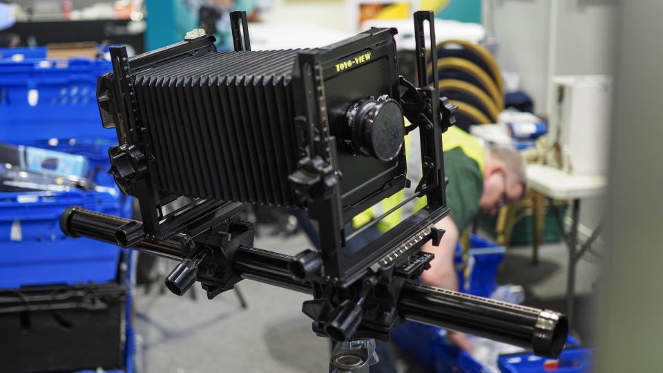 Vintage camera kit on the Disabled Photographers Society stand at The Photography & Video Show 2024