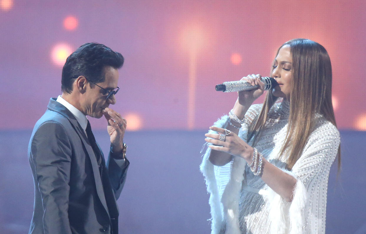 Jennifer Lopez (R) y Marc Anthony en el, 2016. (Photo by Michael Tran/FilmMagic)