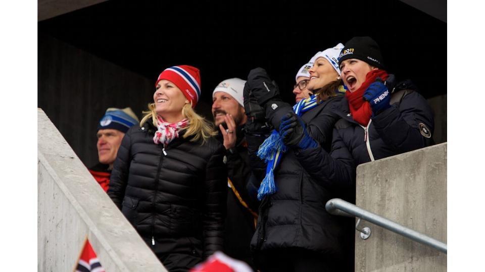 Princess Mette-Marit of Norway, Prince Haakon of Norway, Prince Daniel of Sweden, Princess Victoria of Sweden and Princess Martha Louise of Norway  at the FIS Nordic World Ski Championships 2011