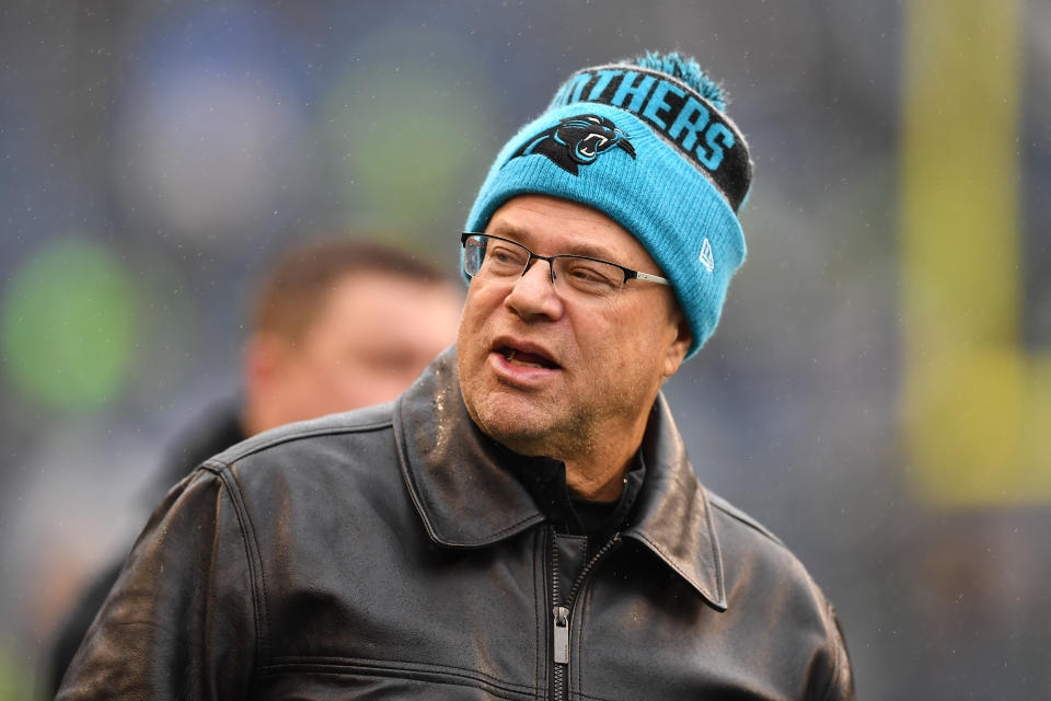 SEATTLE, WASHINGTON - DECEMBER 11: Carolina Panthers owner David Tepper is seen on the sideline prior to the game against the Seattle Seahawks at Lumen Field on December 11, 2022 in Seattle, Washington. (Photo by Jane Gershovich/Getty Images)