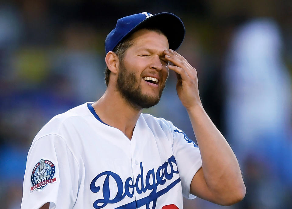Los Angeles Dodgers starting pitcher Clayton Kershaw is out indefinitely with biceps tendinitis. (AP)