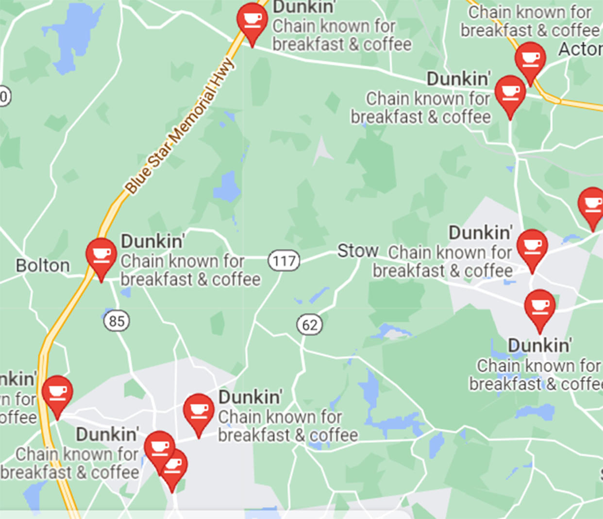 The Dunkin' desert, free of dessert. (Google Maps)