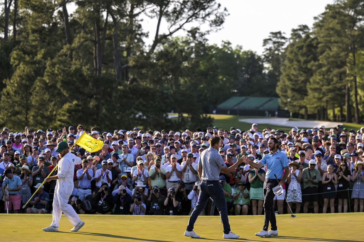 Ludvig Åberg of Sweden and Max Homa of the United States  (Petter Arvidson / Sipa USA via AP)