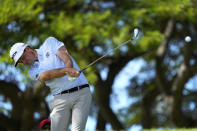 Keegan Bradley hits from the second tee during the third round of the Sony Open golf event, Saturday, Jan. 13, 2024, at Waialae Country Club in Honolulu. (AP Photo/Matt York)