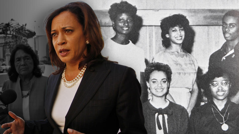 Kamala Harris, candidate for Attorney General for the State of California, appeared for a press conference in downtown Los Angeles with Dolores Huerta on September 27, 2010. Also, Kamala Harris in a Howard University Yearbook from her time in college.  (Photo by Al Seib/Los Angeles Times via Getty Images/Yahoo News)