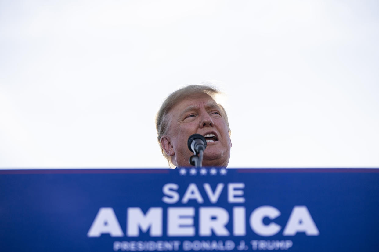 Former President Trump Holds Rally In Ohio Ahead Of State's Primary - Credit: Getty Images