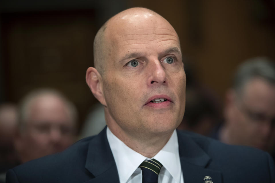 Ronald Vitiello, the nominee to become assistant secretary of Homeland Security for Immigration and Customs Enforcement, appears for his confirmation hearing before the Senate Homeland Security and Governmental Affairs Committee Committee, on Capitol Hill in Washington, Thursday, Nov. 15, 2018. (AP Photo/J. Scott Applewhite)