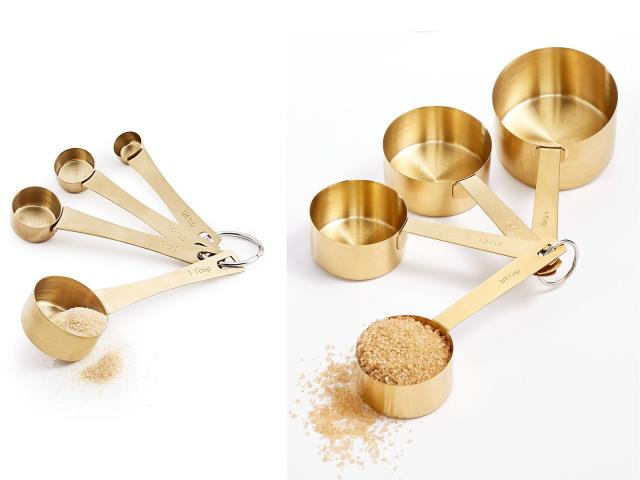Stylish And Durable Golden Measuring Cups And Spoons Set - Perfect