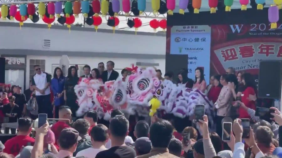 Attendees celebrating the Lunar New Year Festival in Monterey Park on Jan. 27, 2024. (KTLA)