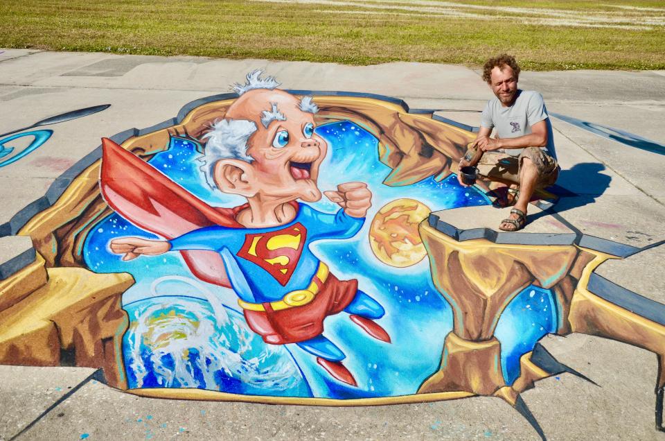 Remko VanSchaik from the Netherlands is one of the 3-D pavement artists scheduled to create work in Sarasota from Oct. 20 to Oct. 31,as the Chalk Festival morphs into a free visual event, after Hurricane Ian forced the cancellation of the planned event at the Venice Municipal Airport.