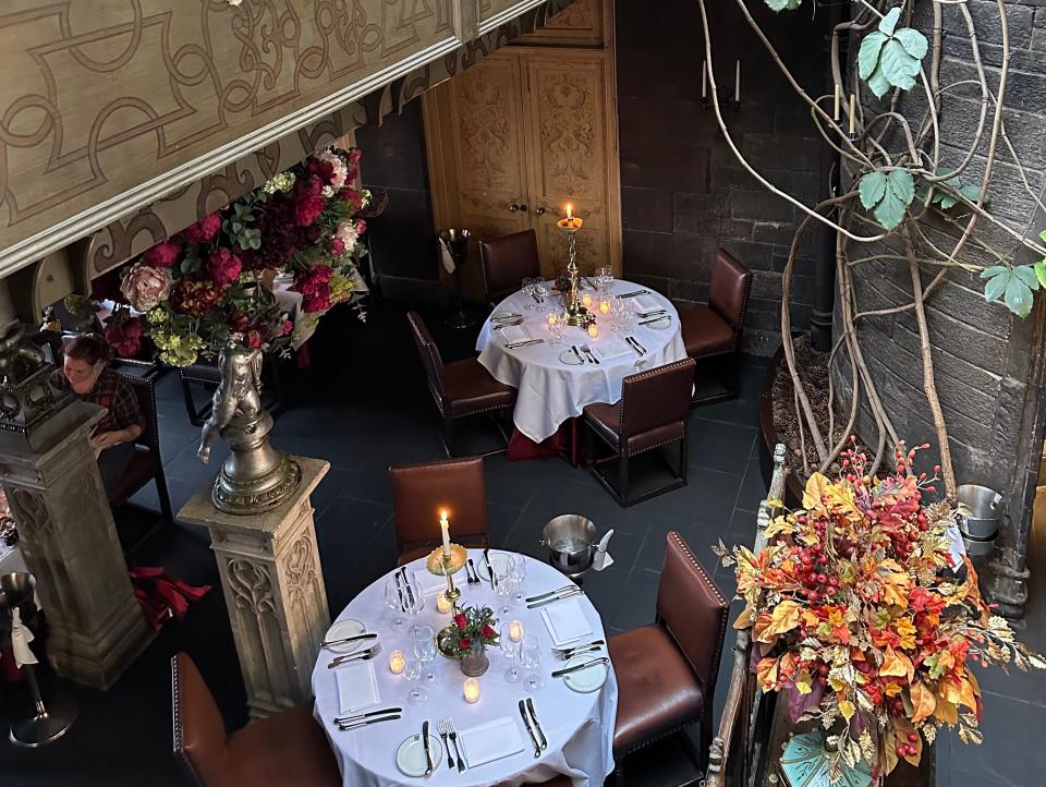 An aerial view of the restaurant at Witchery by the Castle Edinburgh.