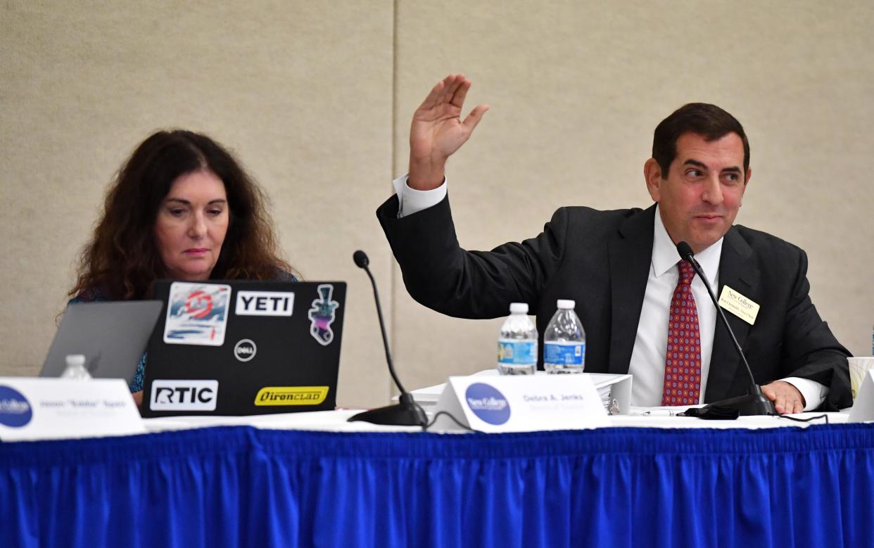 New College's new Board of Trustees voted to make Debra Jenks, left, the new board chair and decided that Ron Christaldi, right, would continue as vice chair during its first meeting Jan. 31 in Sarasota.