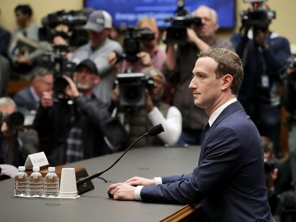 Mark Zuckerberg appearing at a hearing of the US Congress: Getty Images