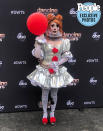 <p>"Carrie Ann's Pennywise look was custom made by local L.A. designer, Maggie Barry, who expertly brought our vision to life," says stylist <a href="https://www.instagram.com/rhondaspiesstylist/" rel="nofollow noopener" target="_blank" data-ylk="slk:Rhonda Spies;elm:context_link;itc:0;sec:content-canvas" class="link ">Rhonda Spies</a>. "The outstanding hair and makeup really completed the entire costume."</p>