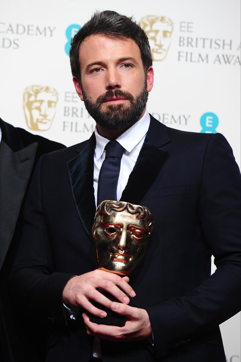 Ben Affleck with the award for Best Film for "Argo" in the press room at the 2013 British Academy Film Awards