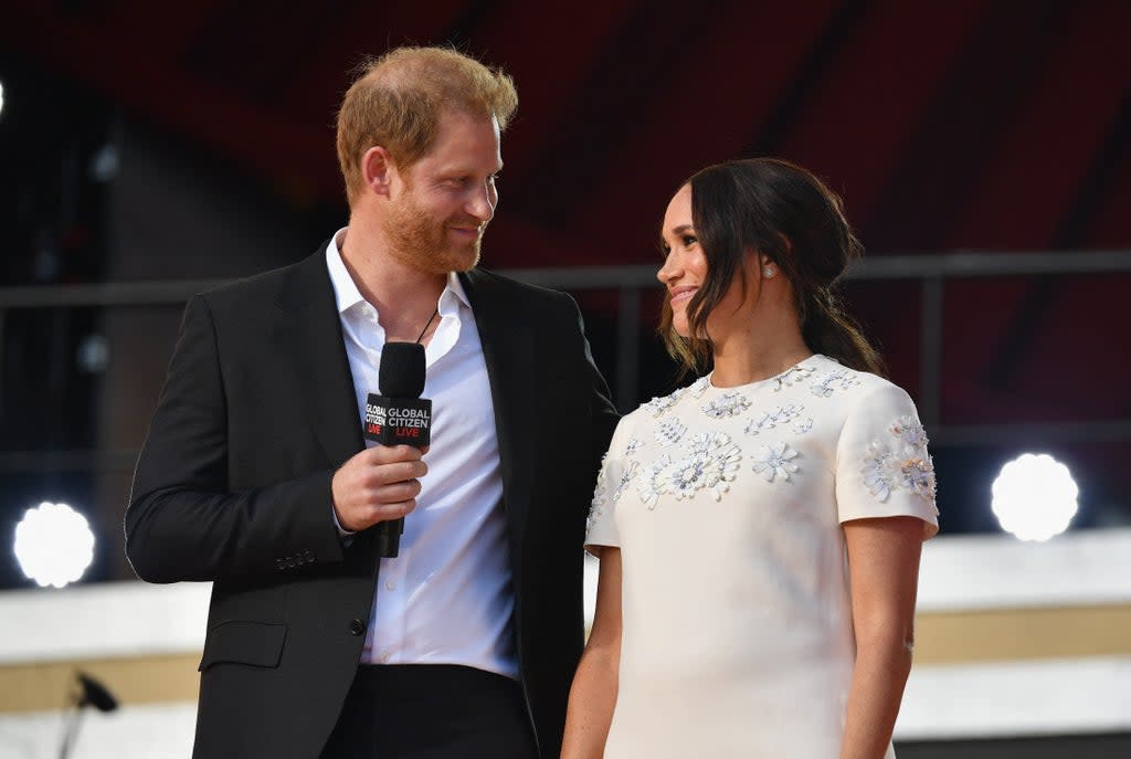 The Duke and Duchess of Sussex during the Global Citizen Live festival in New York (AFP via Getty Images)