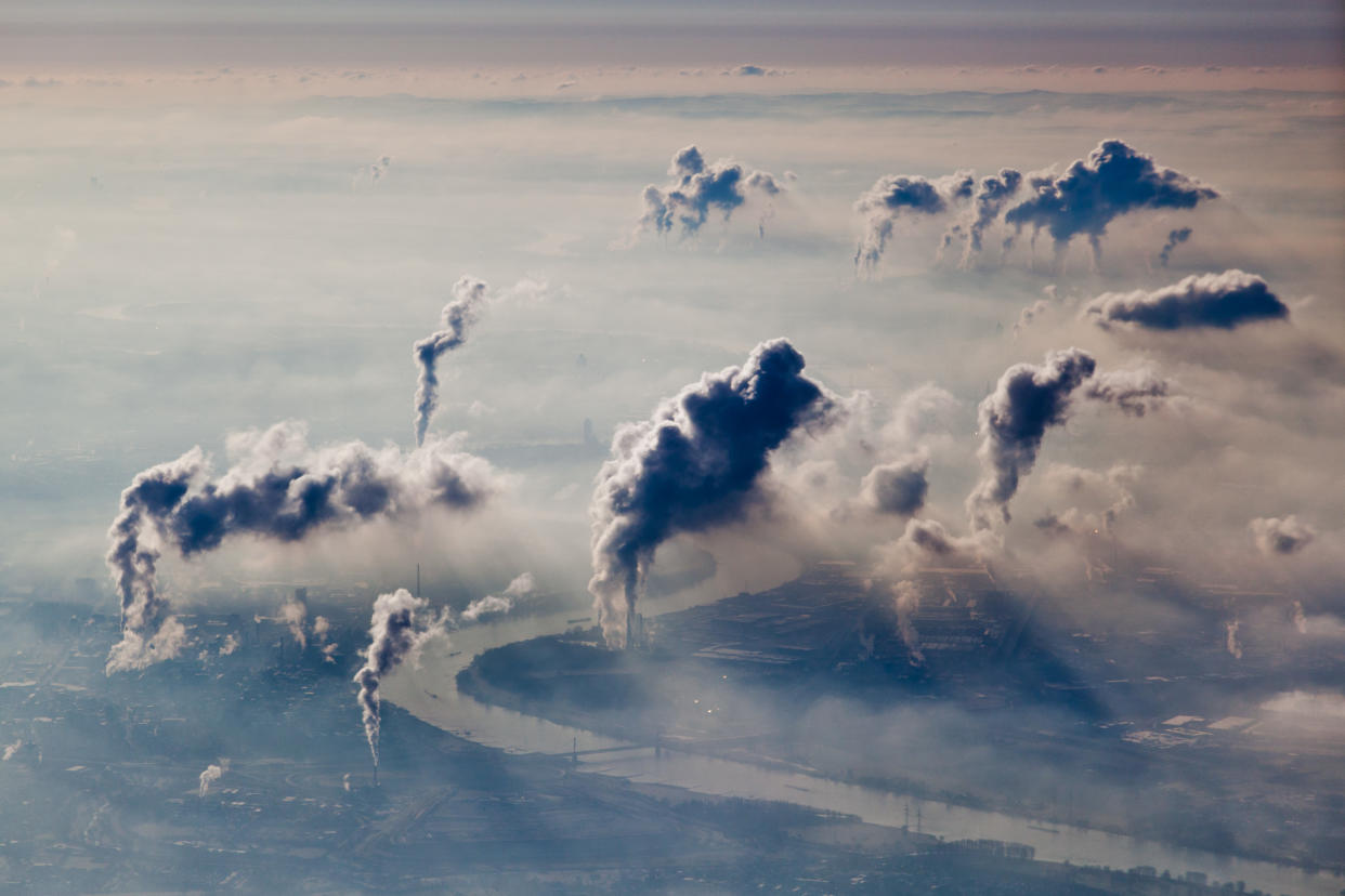 Arial view of German industrial area.