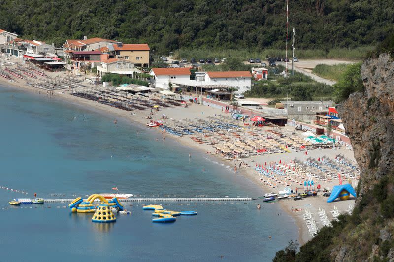 A view of a half-empty Jaz beach as coronavirus disease (COVID-19) heavily affects tourism in Budva