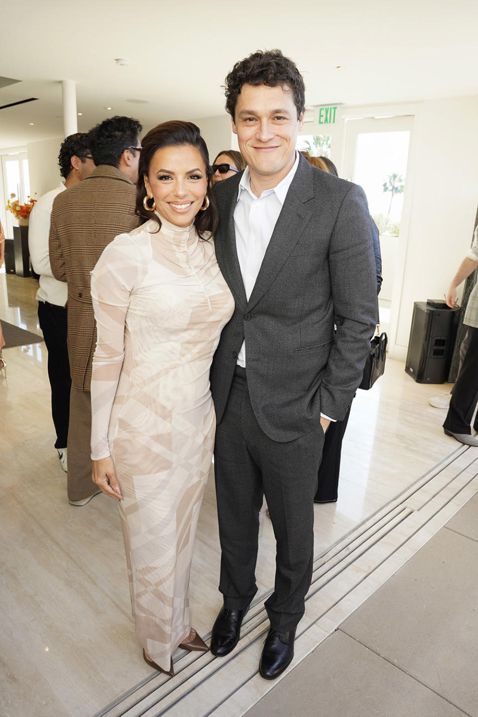Eva Longoria and Phil Lord pose as Ariana DeBose hosts brunch celebrating Eva Longoria's directorial debut for "Flamin' Hot" at Mandarin Oriental Residences Beverly Hills on January 13, 2024 in Beverly Hills, California.