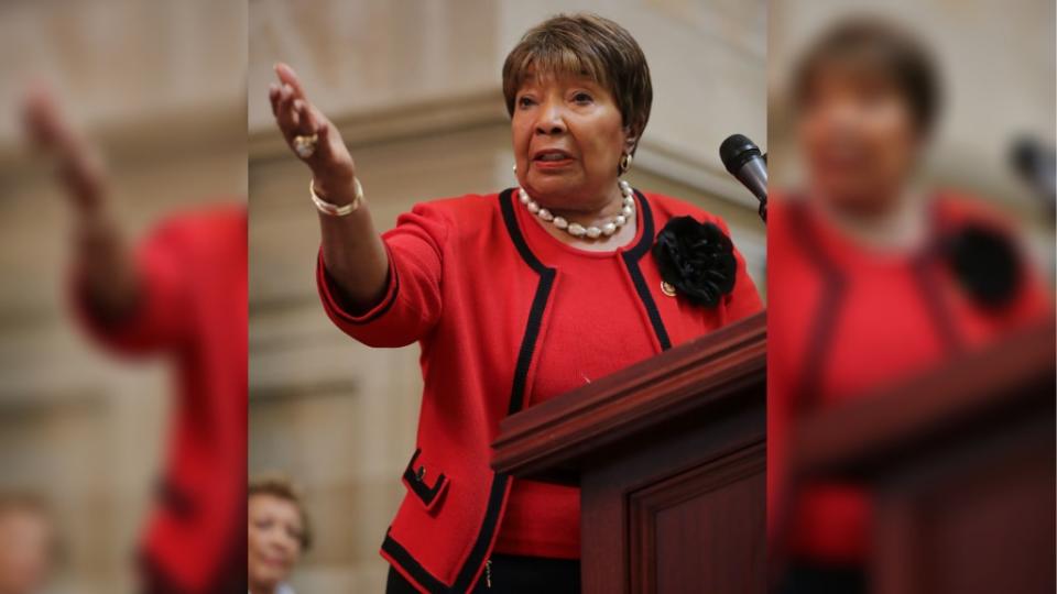 House Science, Space and Technology Committee Chairwoman Eddie Bernice Johnson (D-TX) delivers remarks during an event honoring NASA’s ‘Hidden Figures,’ African-American women mathematicians who helped the United States’ space program in Statuary Hall at the U.S. Capitol March 27, 2019 in Washington, DC. (Photo by Chip Somodevilla/Getty Images)