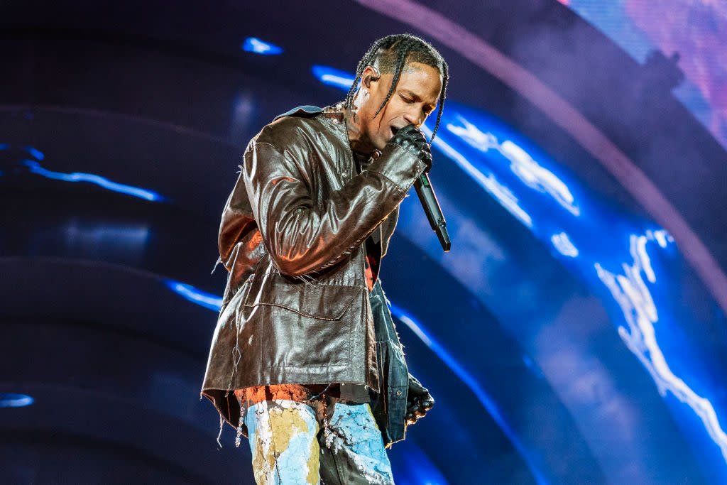 Travis Scott performs Friday during the 2021 Astroworld Festival at NRG Park in Houston. (Photo: Erika Goldring/WireImage)