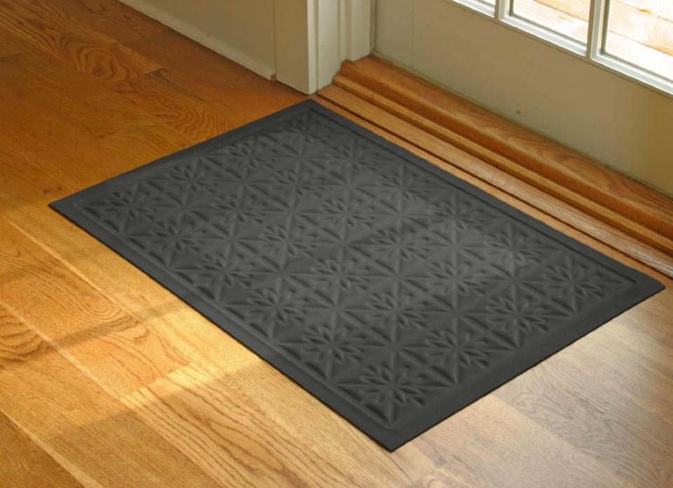 <body> <p>A <a rel="nofollow noopener" href=" http://www.bobvila.com/articles/diy-doormat-diy-lite/?bv=yahoo" target="_blank" data-ylk="slk:bespoke doormat;elm:context_link;itc:0;sec:content-canvas" class="link ">bespoke doormat</a> adorned with hand-painted flourishes can be yours—for a price—when ordered via on online store like Etsy. Save when you create your own: Start with a thrifty $5 mat, a custom stencil cut from cardboard, and $10 <a rel="nofollow noopener" href=" http://amzn.to/2dlTkLX" target="_blank" data-ylk="slk:can of spray paint;elm:context_link;itc:0;sec:content-canvas" class="link ">can of spray paint</a>. Tape the stencil to the mat and paint it up. Cost: $15.</p> <p><strong>Related: <a rel="nofollow noopener" href=" http://www.bobvila.com/slideshow/10-ways-to-buy-better-curb-appeal-for-under-50-50335?#.V-NG3JMrKRs?bv=yahoo" target="_blank" data-ylk="slk:10 Ways to Buy Better Curb Appeal for Under $50;elm:context_link;itc:0;sec:content-canvas" class="link ">10 Ways to Buy Better Curb Appeal for Under $50</a> </strong> </p> </body>