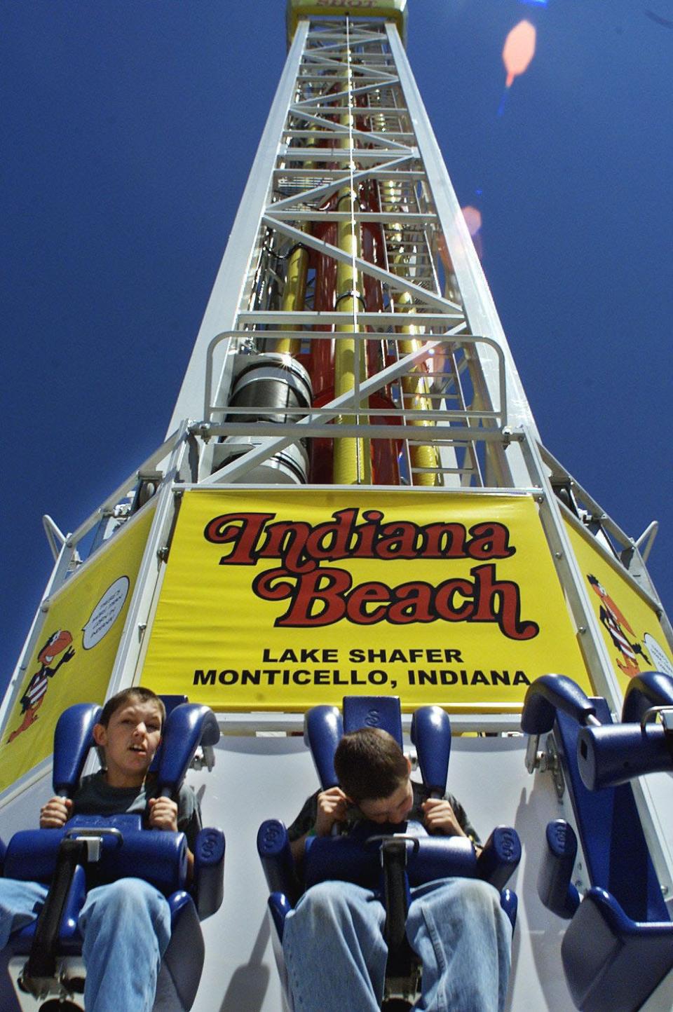 -

-By Frank Oliver/Journal and Courier-- Two unidentified children prepare to embark on the Double Shot ride Thursday May 27, 1999 at Indiana Beach in Monticello. (FILE PHOTO)