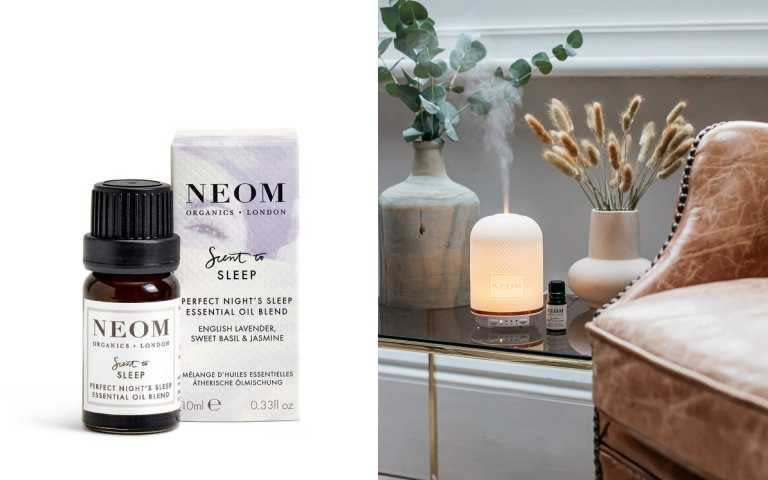 複方精油推薦：NEOM 舒緩恬睡精油10ml /950元。。調和 19 種精油，純淨清甜的英國薰衣草、加上甜羅勒和 美麗的茉莉等，是一款如天堂般放鬆的香氣配方。（圖／品牌提供）